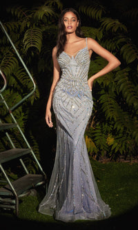 Art-Deco Inspired Long Beaded Prom Dress CD968