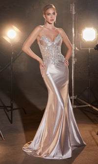 Long Glitter Prom Dress with Sweep Train DCS450