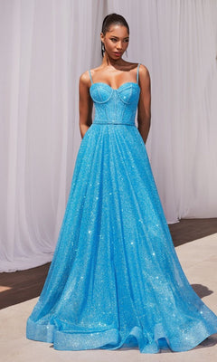 sachin and babi light blue dress Elegant Cornflower Blue Evening Midi Dress by Numoco