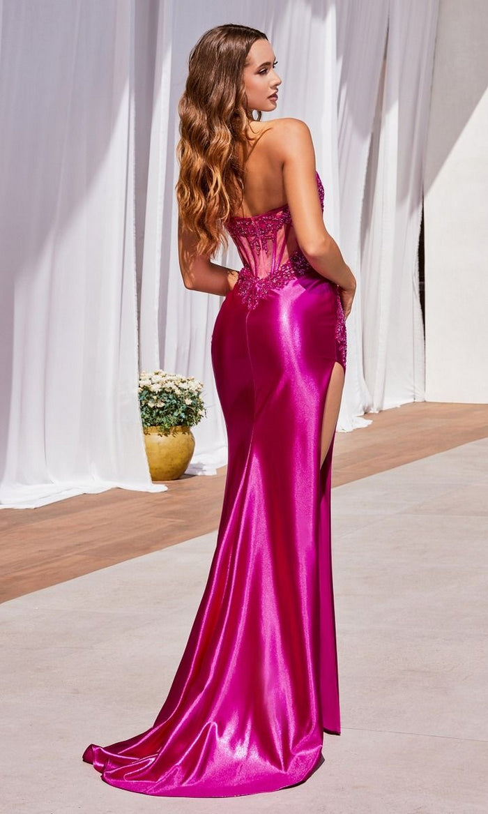 Illusion-Corset Strapless Long Prom Dress CDS489