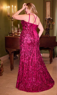 Sequin-Print Plus-Size Long Prom Dress CM334C
