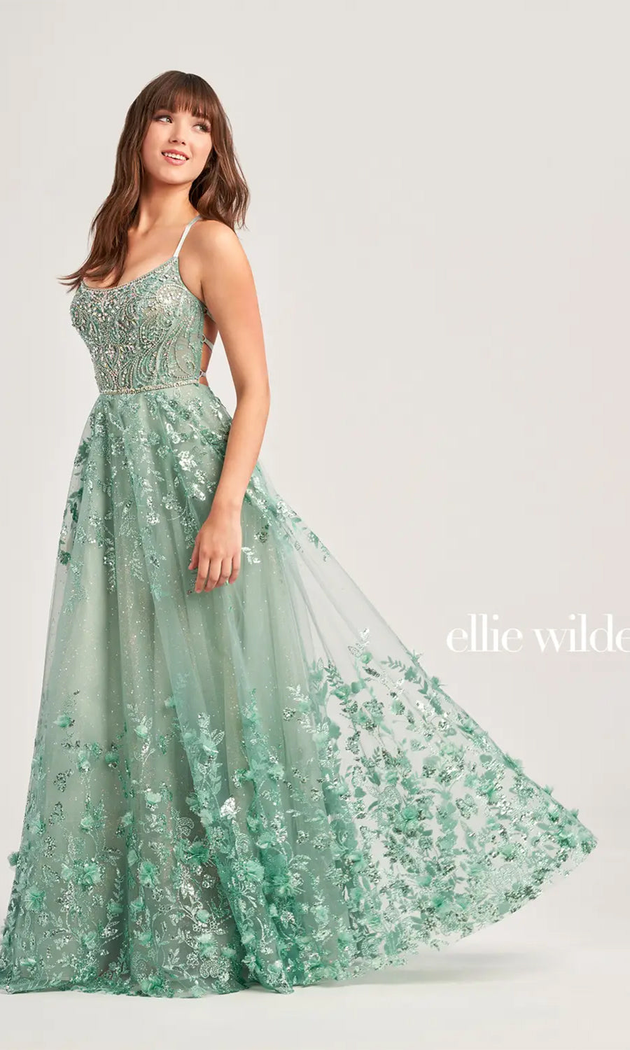 Ellie Wilde Glitter Long A-Line Prom Dress EW35240