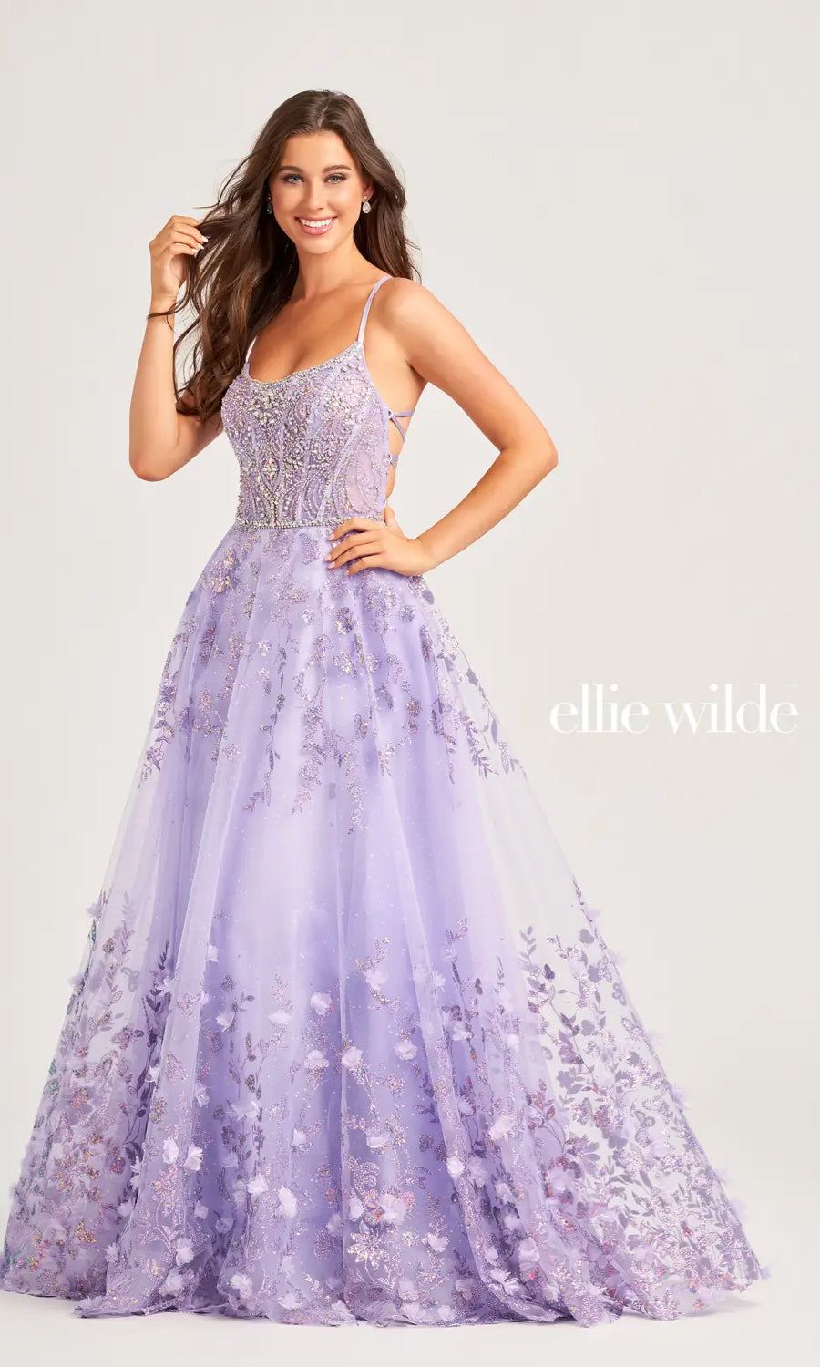 Ellie Wilde Glitter Long A-Line Prom Dress EW35240