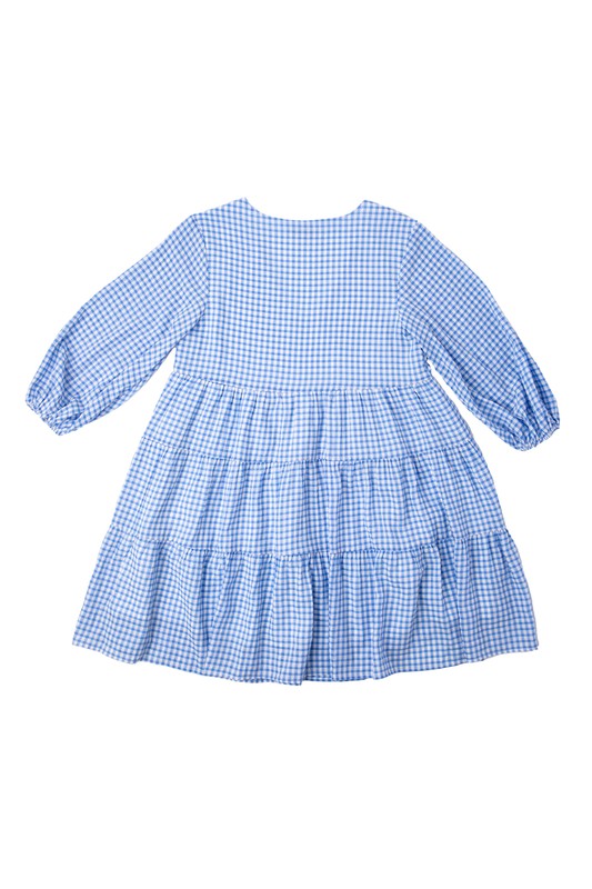 Short Gingham Print Tiered Casual Dress FGDR31L009