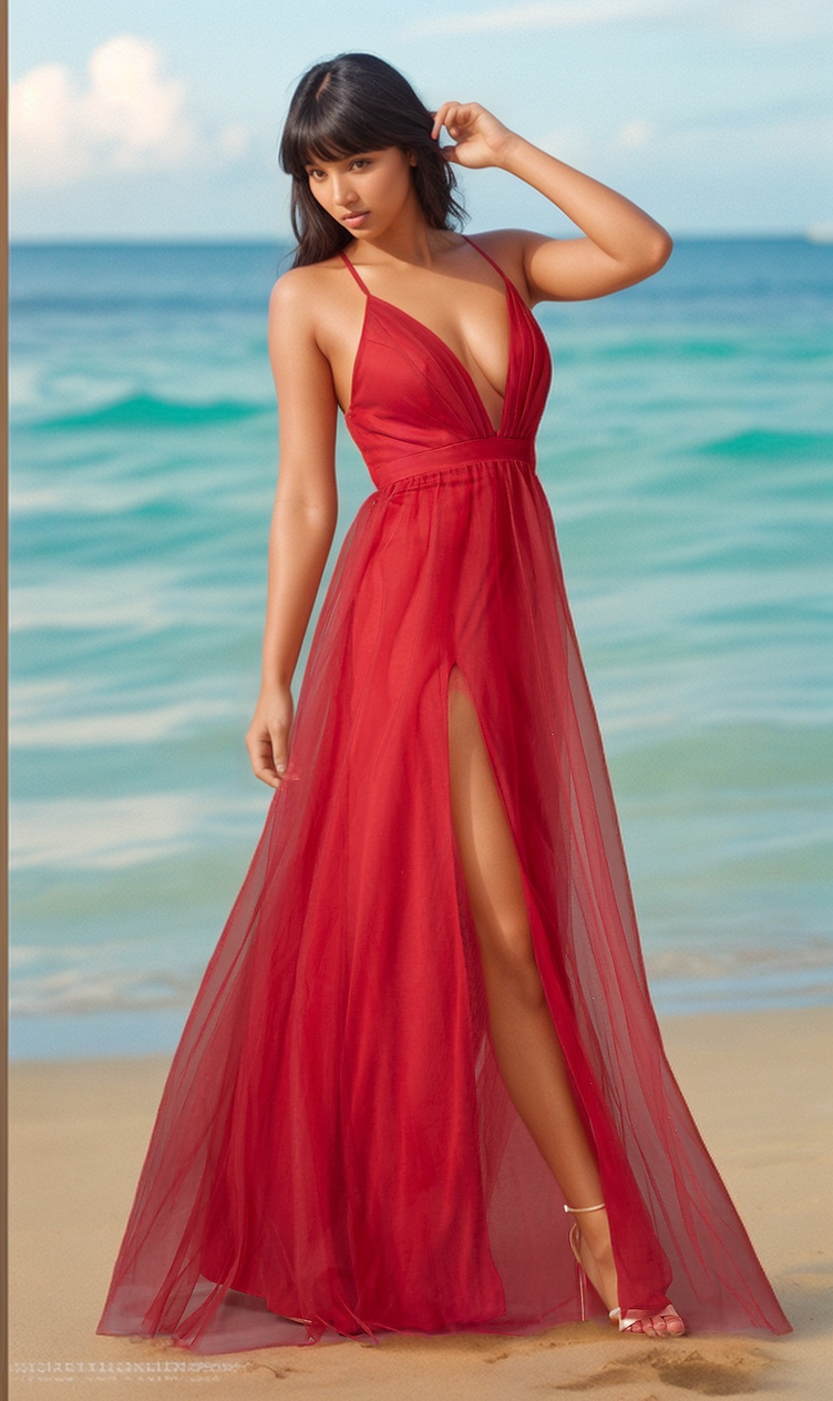 Alyce Long Red Prom Dress with Draped V-Neckline