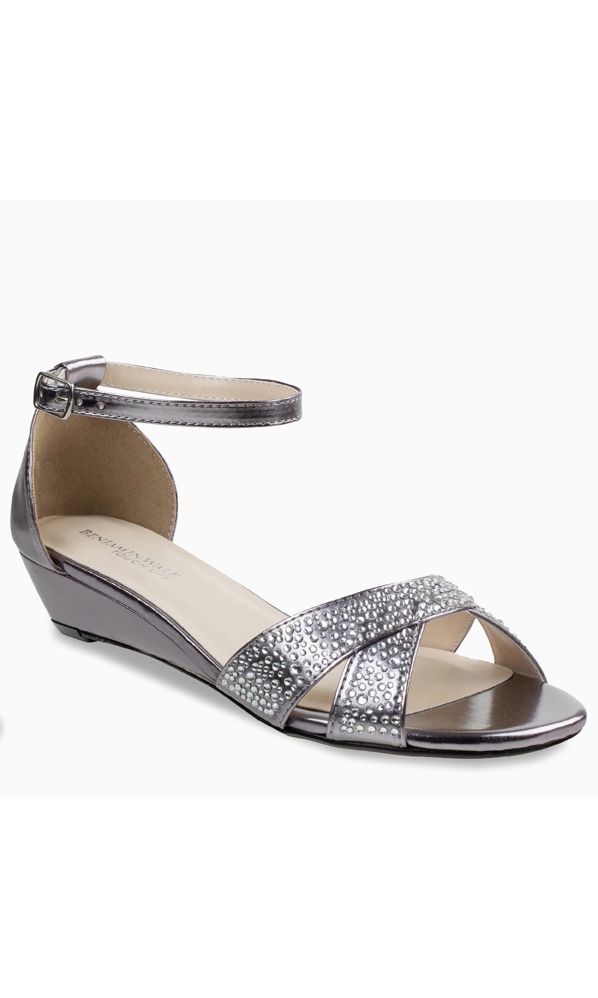 Open-Toe Dark Silver Wedge Beaded Formal Prom Shoes Pewter / 10.5W Open-Toe Dark Silver Wedge Beaded Formal Prom Shoes Pewter / 10.5W