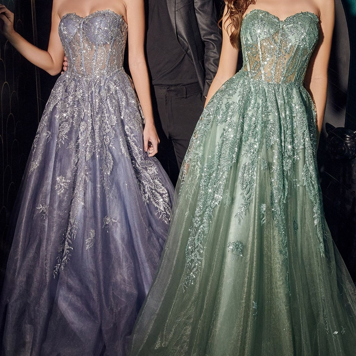Dream Princess Floral Ball Gown, Strapless A-line Evening Prom Dress,Wedding Dress Y8289