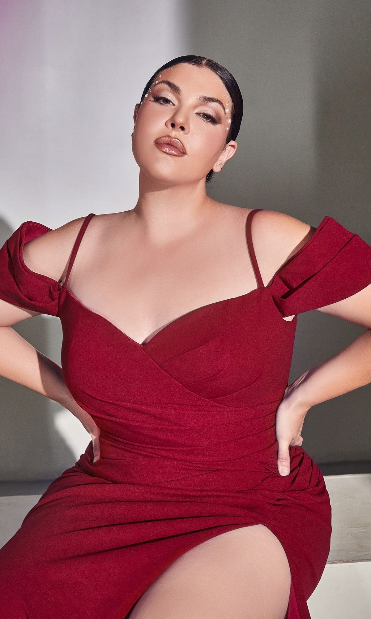 Plus-Size Cold-Shoulder Long Prom Dress KV1057C