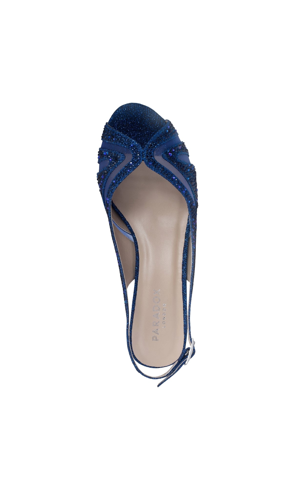 Linda Navy Blue Glitter Prom Shoes: Paradox London P2235