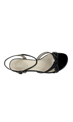 Top-down view of the Melanie Black Glitter Prom Shoe (Touch Ups 305) featuring thin straps, black glitter finish, and a low 1.75-inch heel against a white background.