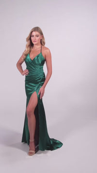 Colette Faux-Wrap Long Halter Prom Dress CL5284