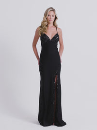 Beaded-Applique Faviana Long Prom Dress 11019