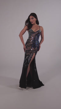Ellie Wilde Sleek Long Glitter Prom Dress EW35061