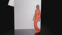 One-Sleeve Orange Sequin Dress JVN38106