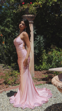 Ruched Long V-Neck Prom Dress with Train 7107H