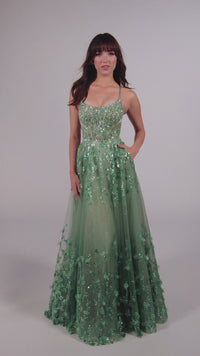 Ellie Wilde Glitter Long A-Line Prom Dress EW35240