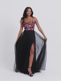 Faviana Beaded-Bodice Long Prom Dress 11039