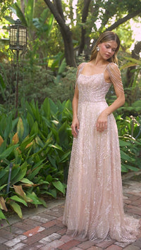 Andrea & Leo Beaded Sequin Long Prom Dress A1112