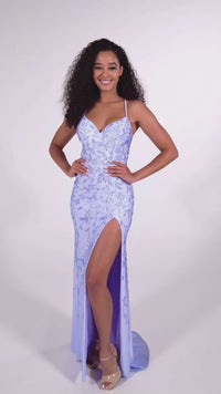 Glitter-Print Long Colette Prom Dress CL5110