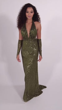 Colette Long Sequin Halter Prom Dress CL5115