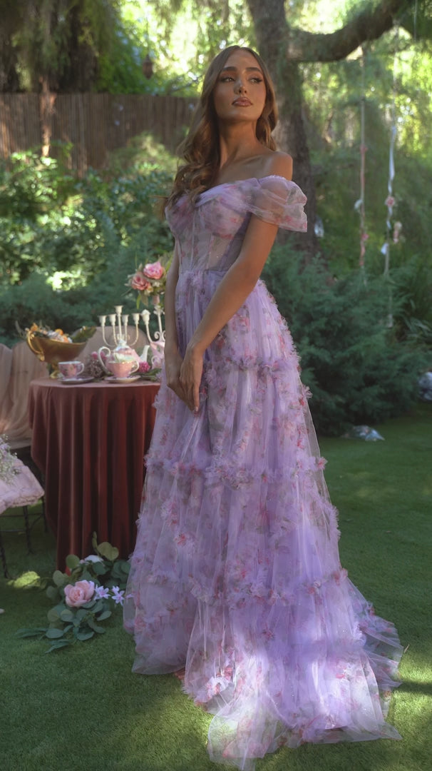 Andrea and Leo A1089 - Floral Corset Tulle Prom Dress main image 0