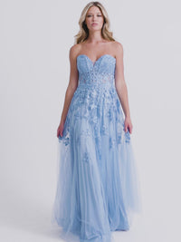 Faviana Strapless Sweetheart Long Lace Prom Dress