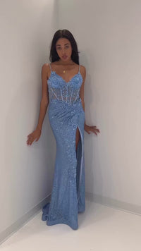 Sequin-Lace Colette Long Prom Dress CL5177