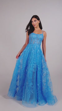 Ellie Wilde Long Tulle Designer Prom Dress EW35012