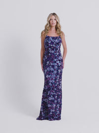 Faviana Long Floral-Sequin Prom Dress 11037