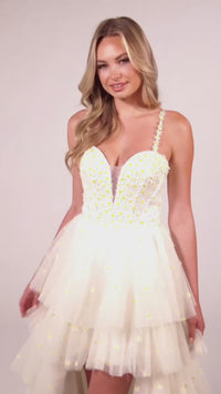 Colette High-Low Daisy Tiered Prom Dress CL5237