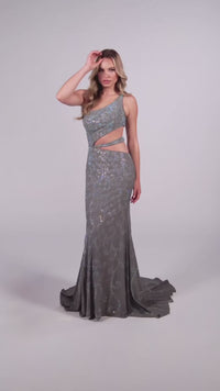 Colette Sheer-Waist One-Shoulder Prom Dress CL5281