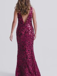 Sequin-Floral Faviana Long Prom Dress 11038