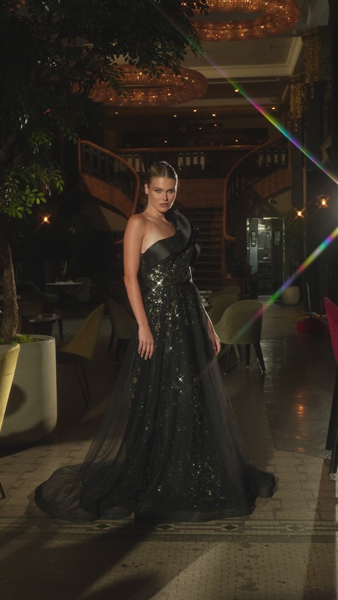 One-Shoulder Long Black Prom Dress: Ladivine CB157