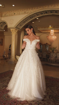 Off-Shoulder Embroidered Wedding Ball Gown A1027W