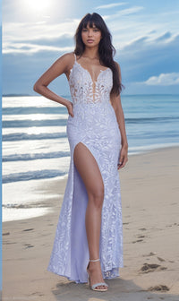 Periwinkle Long Lace Formal Dress