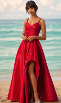 Red high low bridesmaid dresses new arrivals