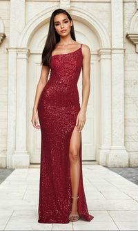 La Femme-Long Sequin One-Shoulder Prom Dress by La Femme
