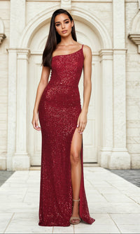 La Femme-Long Sequin One-Shoulder Prom Dress by La Femme