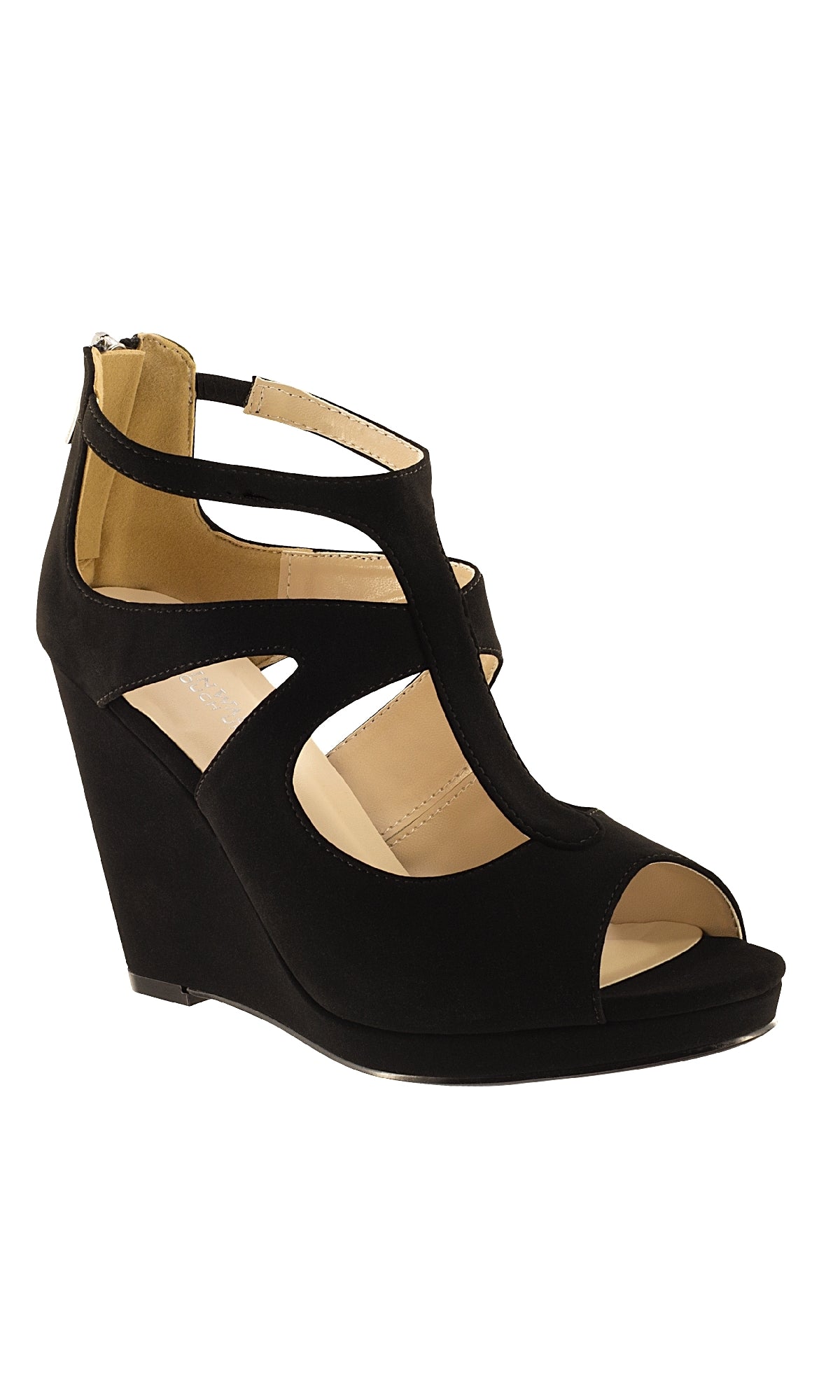 black wedge heel dress shoes Touch Ups Rory 11 Women's Short Tight Black Dress tunic_dress Outside is faux leather Size:US4