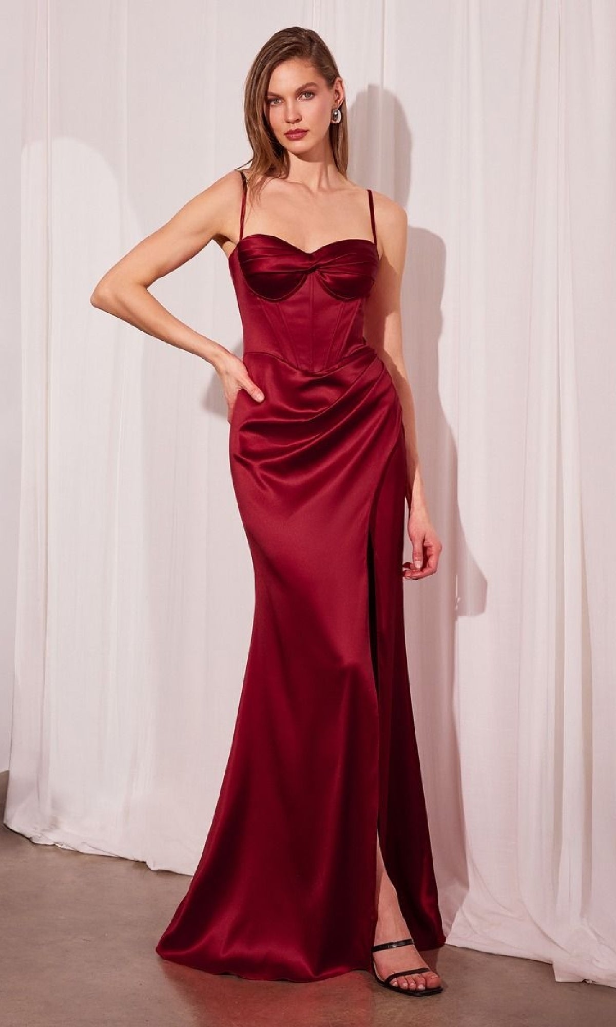 black prom dress with red heels Long Corset Prom Dress with Sweetheart Neckline Burgundy / 2XLarge