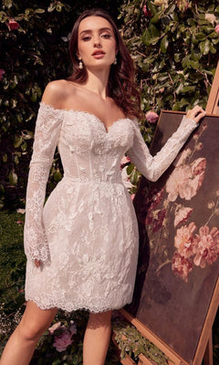 Andrea and Leo WL021 Short White Dress Off White / 10 Andrea and Leo WL021 Short White Dress Off White / 10