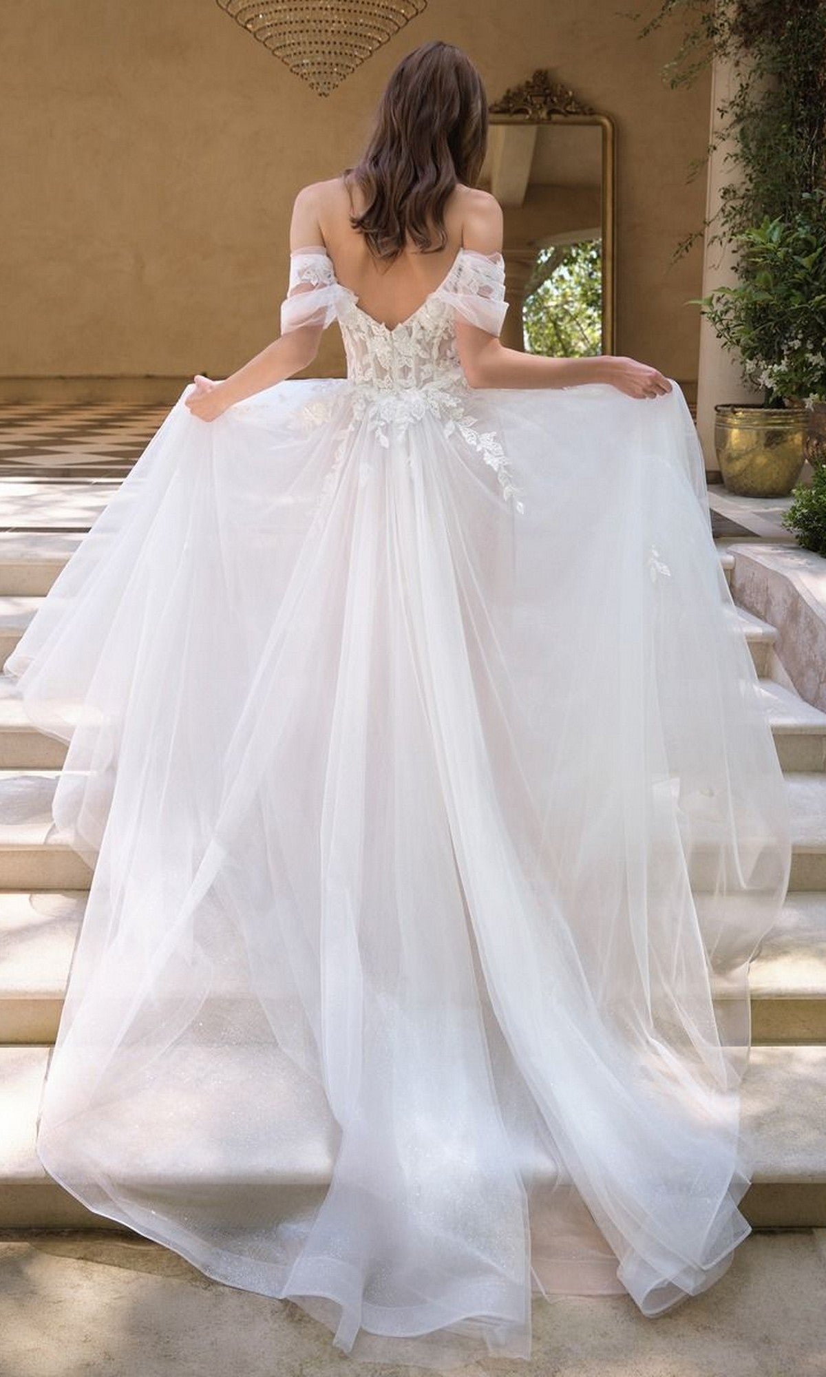 pretty blue dresses Off the Shoulder Lace Two Piece Long Prom Dress with 3D flowers JET BLACK AALIA CROP (SIZE):S Tulle 3 RD-08.18.25 Long Sleeve Wedding Dresses