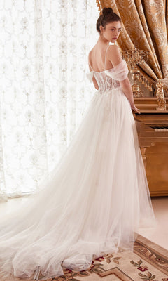 Sheer-Bodice Long Off-White Ball Gown - PromGirl Off White / 4 Sheer-Bodice Long Off-White Ball Gown - PromGirl Off White / 4