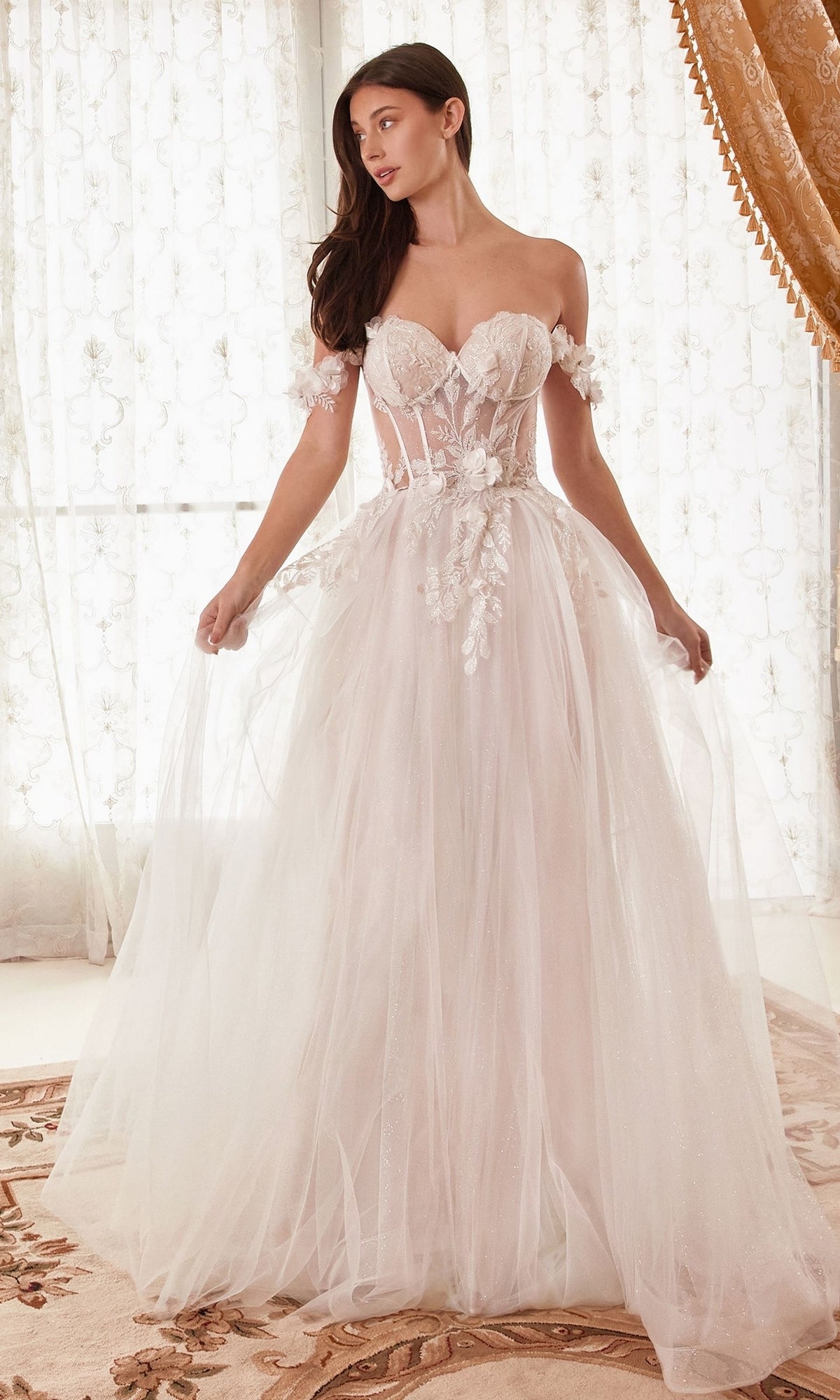 Off-the-Shoulder White Ball Gown WN308