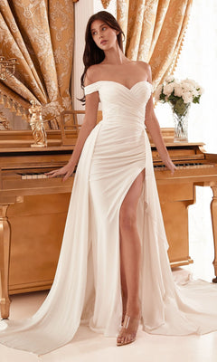 Off-White Off-Shoulder Long Bridal Gown