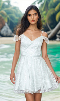 Short Glitter Cold-Shoulder Homecoming Dress -PromGirl Cold Ice / Medium Short Glitter Cold-Shoulder Homecoming Dress -PromGirl Cold Ice / Medium