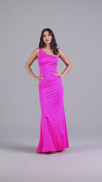 PromGirl Shimmer One-Shoulder Long Prom Dress
