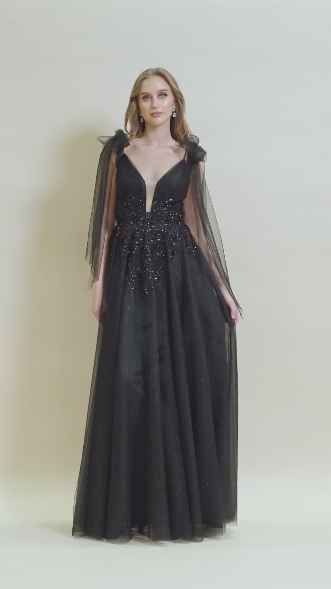 Long Black Gothic-Style Prom Dress - PromGirl