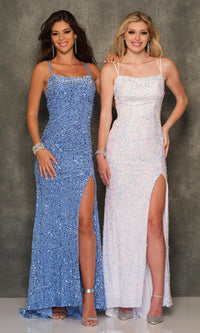 Dave & Johnny Floor-Length Sequin Prom Dress