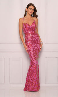 Fuchsia Pink Sequin Prom Dress by Dave & Johnny